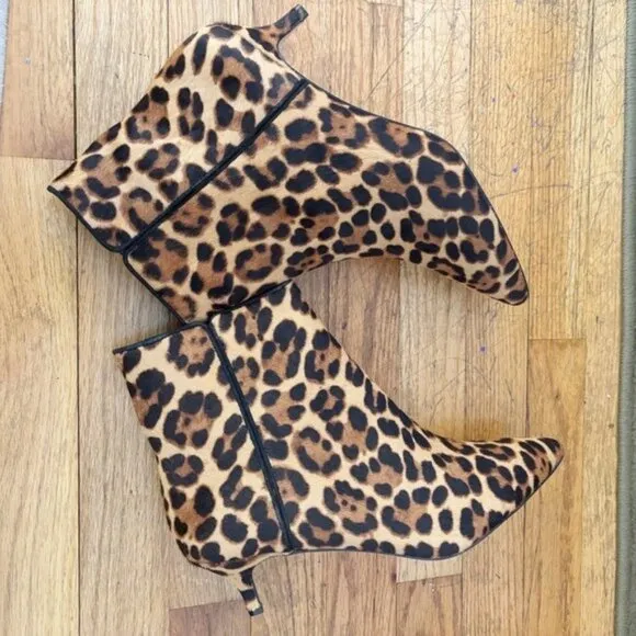 J.Crew Women’s Fiona kitten-heel ankle boots in leopard calf hair - Size 10