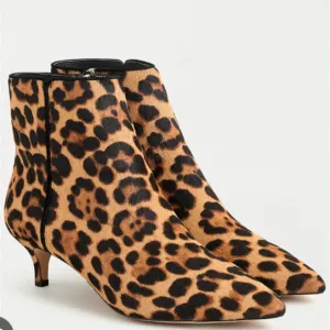 J.Crew Women’s Fiona kitten-heel ankle boots in leopard calf hair - Size 10
