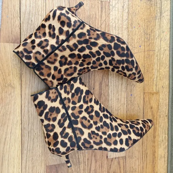 J.Crew Women’s Fiona kitten-heel ankle boots in leopard calf hair