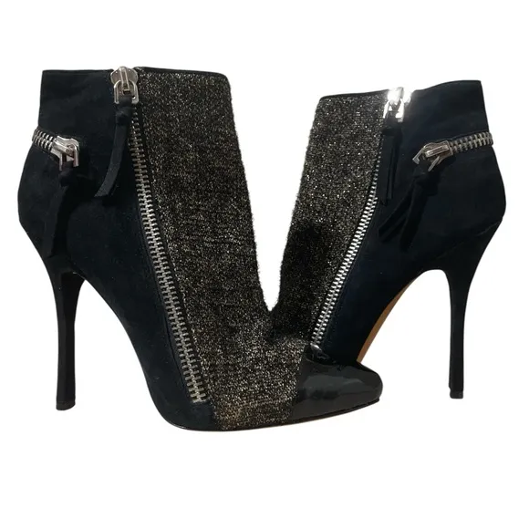 JEAN- MICHEL CAZABAT Black and Silver Women's Ankle Boots SIZE 41  (9)