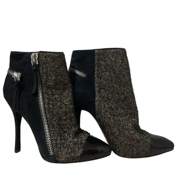 JEAN- MICHEL CAZABAT Black and Silver Women's Ankle Boots SIZE 41  (9)
