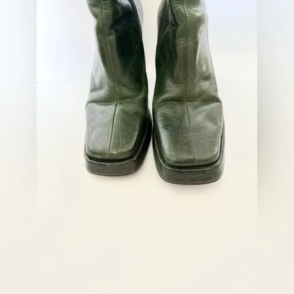 Jeffery Campbell Taysha Tall Leather Green Platform Boho Hippie Knee High Y2K