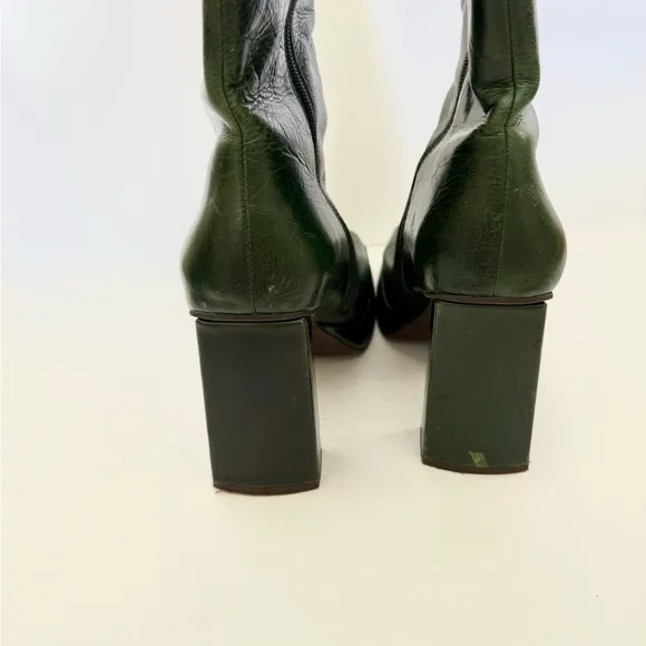 Jeffery Campbell Taysha Tall Leather Green Platform Boho Hippie Knee High Y2K