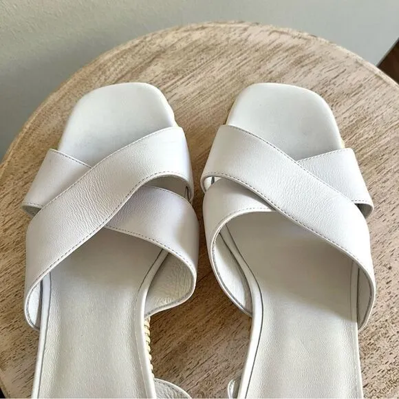 Jeffrey Campbell Amma Platform Sandals in White and Tan Size 10, NWOB