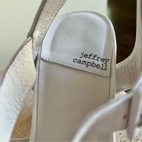 Jeffrey Campbell Amma Platform Sandals in White and Tan Size 10, NWOB