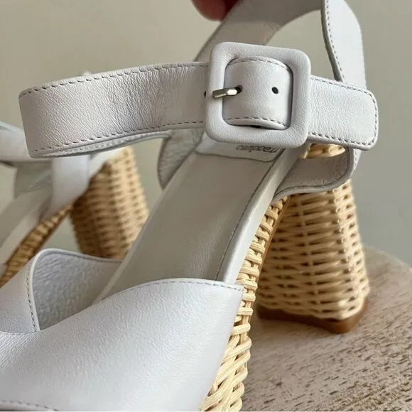 Jeffrey Campbell Amma Platform Sandals in White and Tan Size 10, NWOB