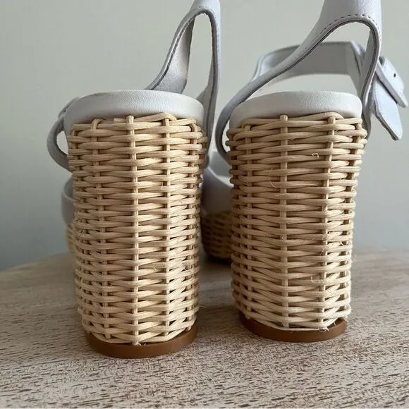 Jeffrey Campbell Amma Platform Sandals in White and Tan Size 10, NWOB