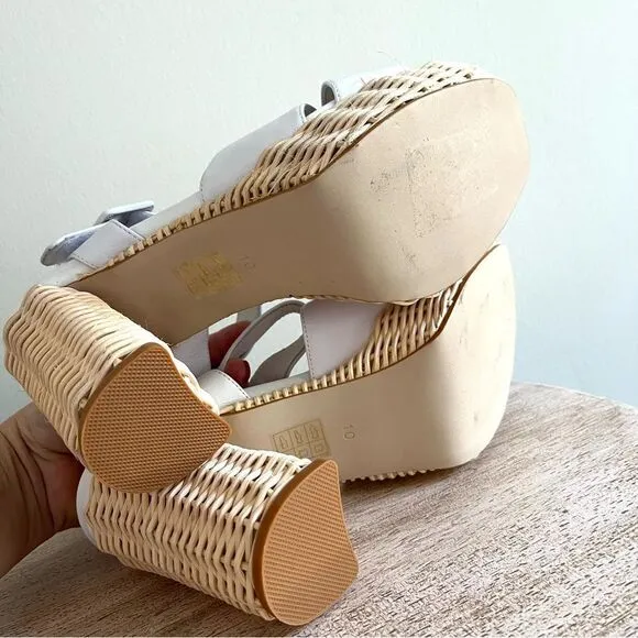 Jeffrey Campbell Amma Platform Sandals in White and Tan Size 10, NWOB