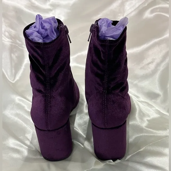 Jeffrey Campbell Cienega Boots Booties Crushed Velvet Zip Ankle Heeled Purple 6