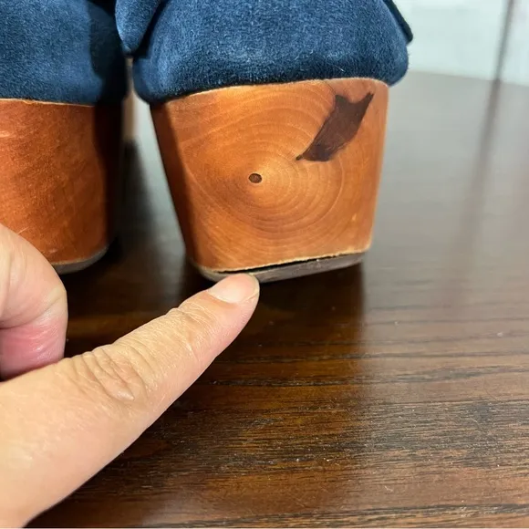 JEFFREY CAMPBELL DAISY D  D’orsay Navy Suede Wedge platforms size 7 EUC