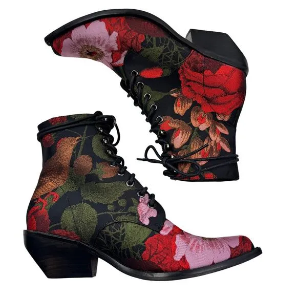 Jeffrey Campbell Free People Elmcroft Brocade Floral Western Boots Women's 9
