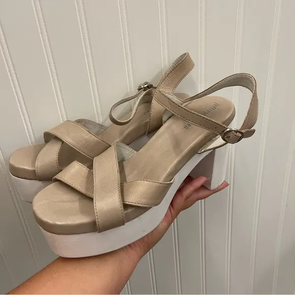 Jeffrey Campbell Grey Calf Leather Carmindy Platform Sandals Sz 9