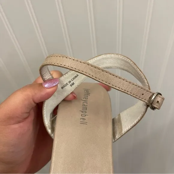 Jeffrey Campbell Grey Calf Leather Carmindy Platform Sandals Sz 9