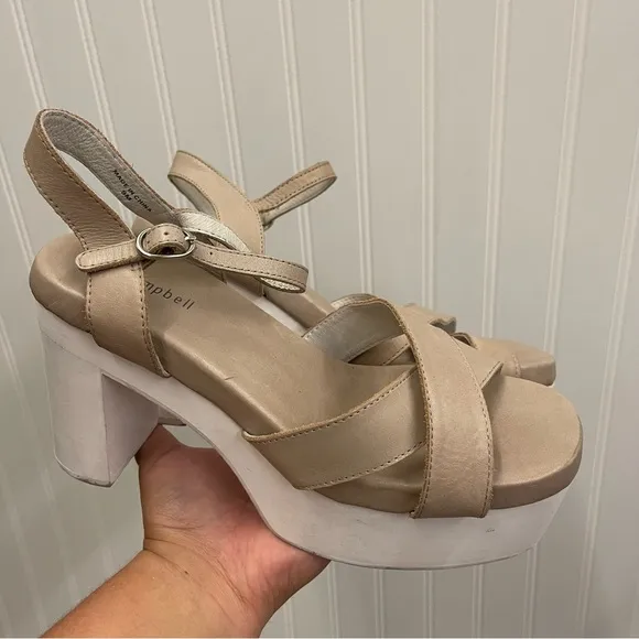 Jeffrey Campbell Grey Calf Leather Carmindy Platform Sandals Sz 9