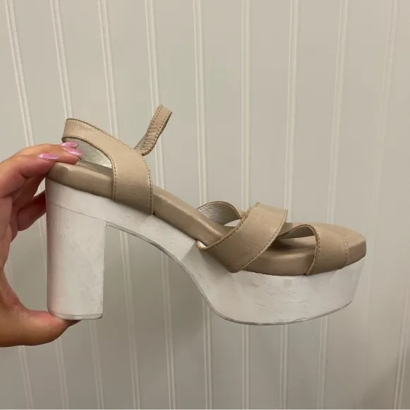 Jeffrey Campbell Grey Calf Leather Carmindy Platform Sandals Sz 9