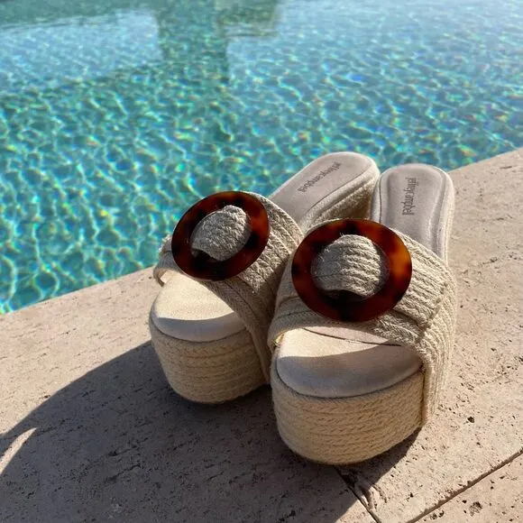 Jeffrey Campbell Jute Heeled Platform Vacation Sandals
