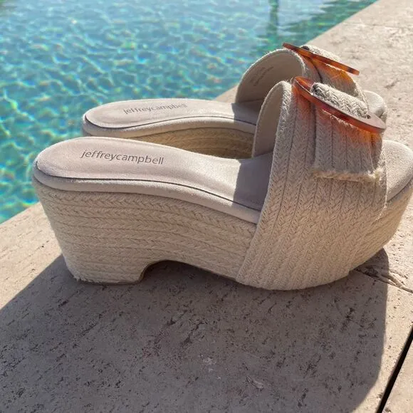 Jeffrey Campbell Jute Heeled Platform Vacation Sandals