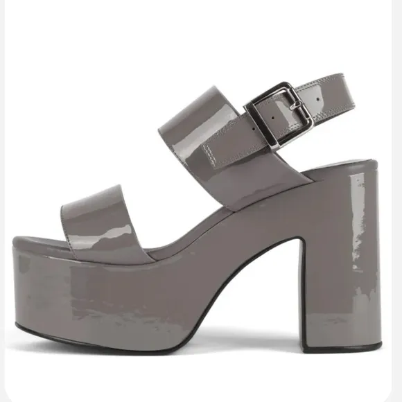 Jeffrey Campbell - NWOT women’s MOODY Gray patent Platform slingback Sandals 12