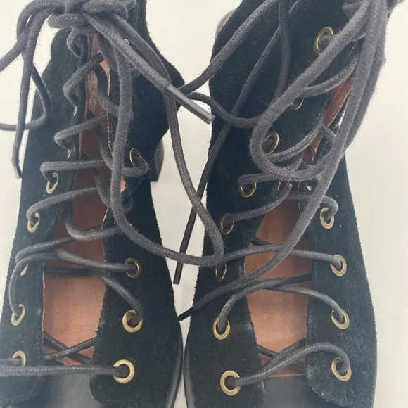 Jeffrey Campbell x free people Ballet boot Black Lace-Up Women 7.5 festival Y2K