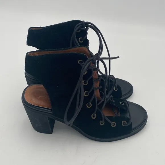 Jeffrey Campbell x free people Ballet boot Black Lace-Up Women 7.5 festival Y2K