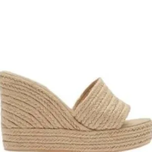 Jeffrey Campbell JC Play Sunlit Natural Raffia Woven Sandals Mules Sz 41/US 10