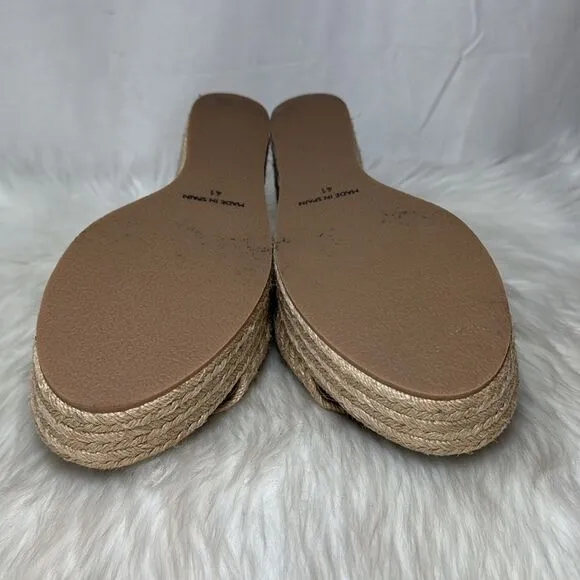 Jeffrey Campbell JC Play Sunlit Natural Raffia Woven Sandals Mules Sz 41/US 10