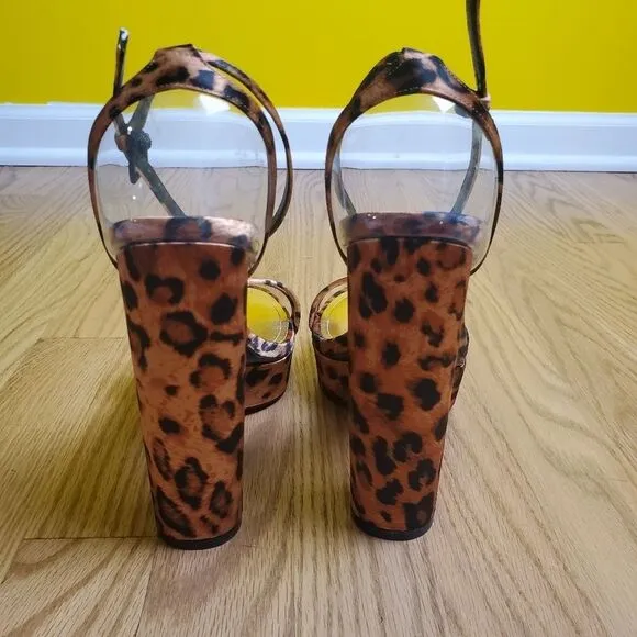 Jessica Rich Leopard Platform Heeled Sandals Size 8