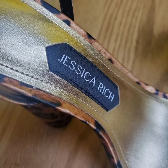 Jessica Rich Leopard Platform Heeled Sandals Size 8