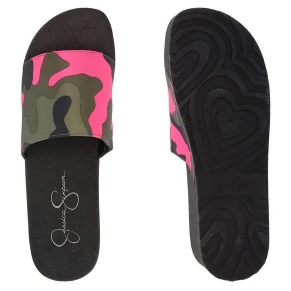 Jessica Simpson Camo Slide Platform Sandals, Size 8 New in Box