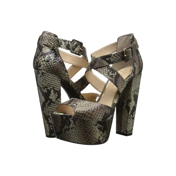 Jessica Simpson Derian Peep Toe Platform Snake Skin Pump Sandal SZ 8.5: NWOT