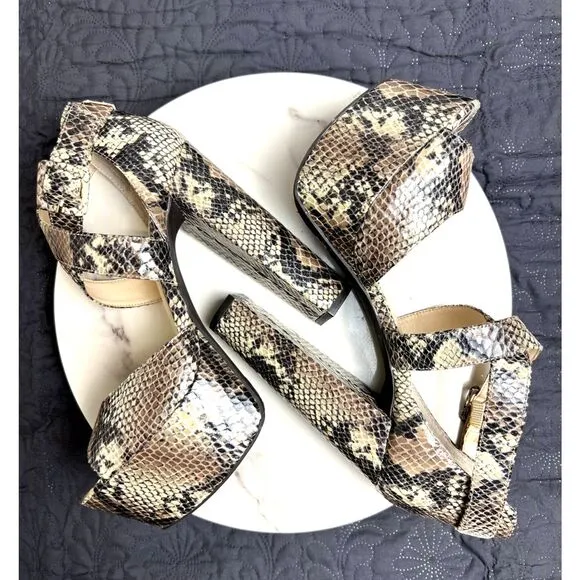Jessica Simpson Derian Peep Toe Platform Snake Skin Pump Sandal SZ 8.5: NWOT