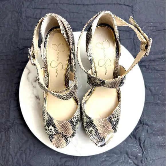 Jessica Simpson Derian Peep Toe Platform Snake Skin Pump Sandal SZ 8.5: NWOT