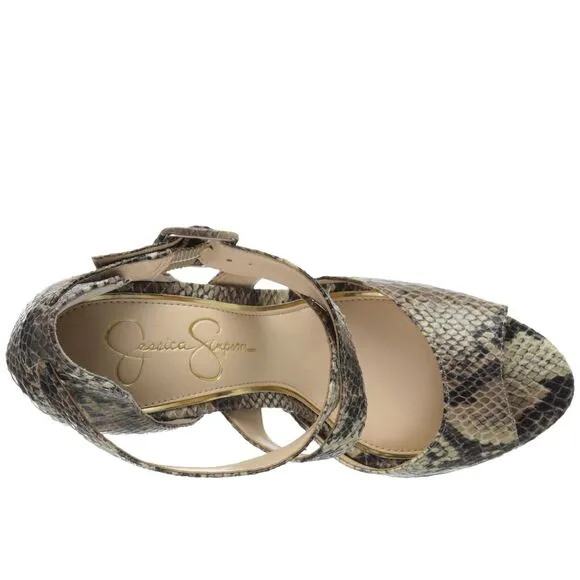 Jessica Simpson Derian Peep Toe Platform Snake Skin Pump Sandal SZ 8.5: NWOT