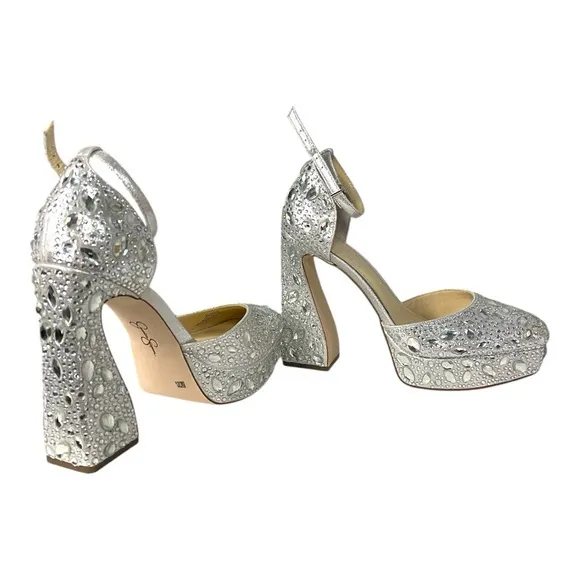 Jessica Simpson JS-Dreama Silver Shimmer Sand Heels – Size 8M