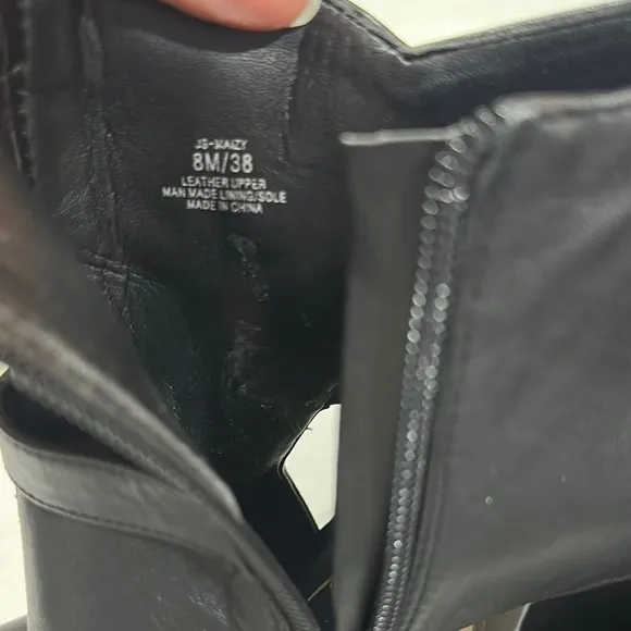 Jessica Simpson Leather Elegant Black Heeled Ankle Boots