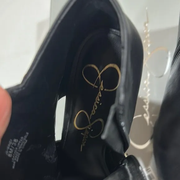 Jessica Simpson Leather Elegant Black Heeled Ankle Boots