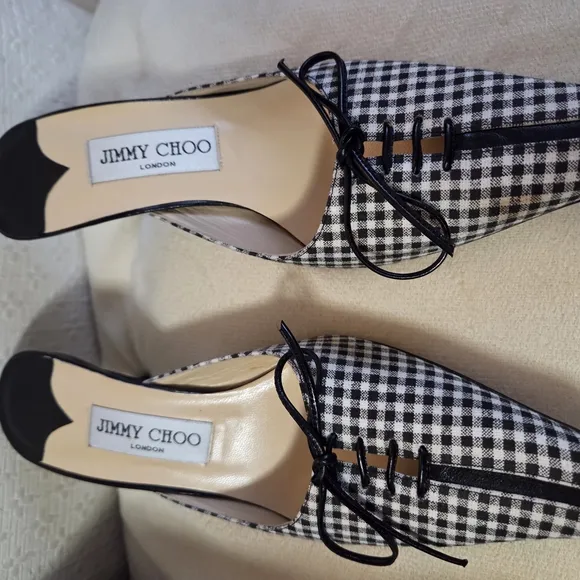 Jimmy Choo Black and White Checkered Women's Shoes