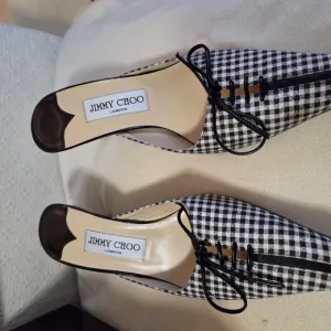 Jimmy Choo Black and White Checkered Women's Shoes
