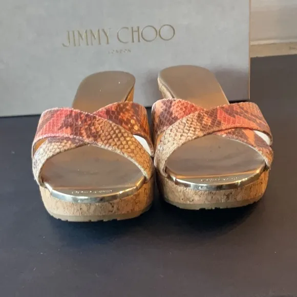 Jimmy Choo Geranium Snake Print leather Panna size 39