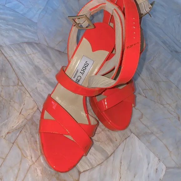 Jimmy Choo Gorgeous Sandals Women's Platform Sandal Shoes Orange Pink Sz 36 US 6
