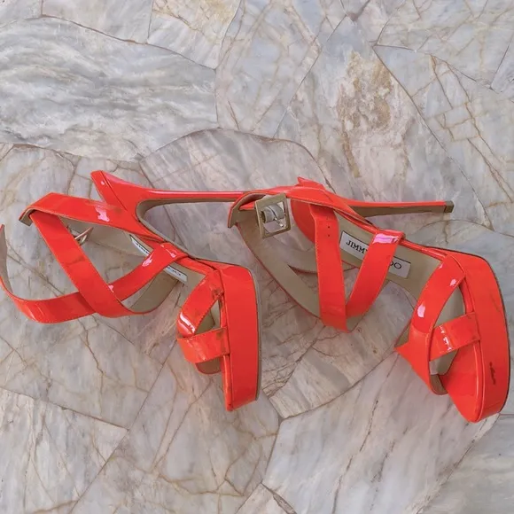 Jimmy Choo Gorgeous Sandals Women's Platform Sandal Shoes Orange Pink Sz 36 US 6