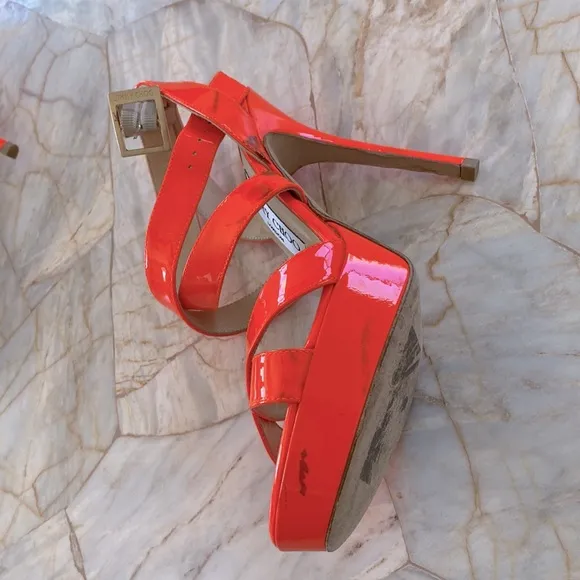 Jimmy Choo Gorgeous Sandals Women's Platform Sandal Shoes Orange Pink Sz 36 US 6