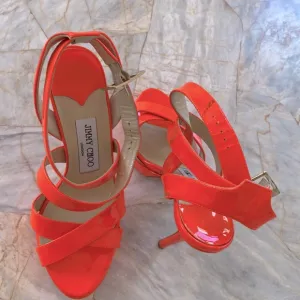 Jimmy Choo Gorgeous Sandals Women's Platform Sandal Shoes Orange Pink Sz 36 US 6