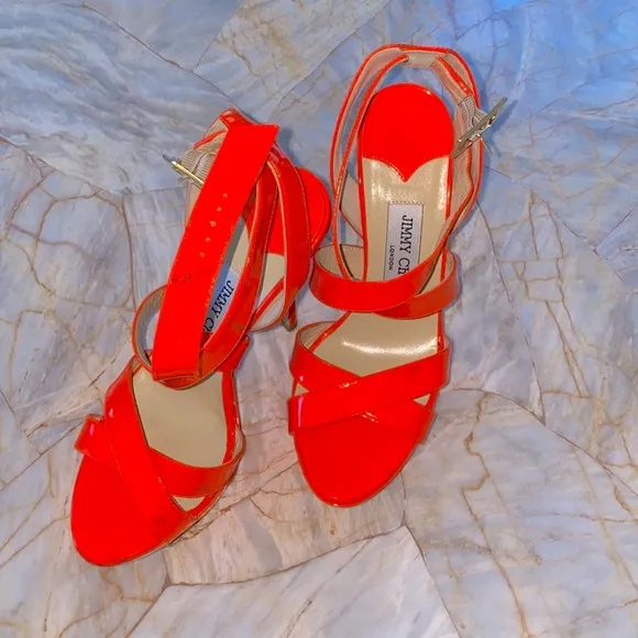 Jimmy Choo Gorgeous Sandals Women's Platform Sandal Shoes Orange Pink Sz 36 US 6