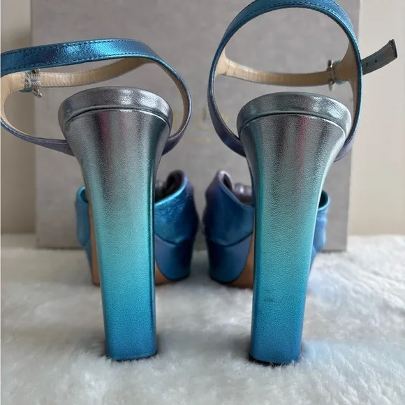 Jimmy Choo Heloise Ombre Ankle-Strap Glam Platform Sandals 7.5 Limited Edition