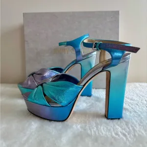 Jimmy Choo Heloise Ombre Ankle-Strap Glam Platform Sandals 7.5 Limited Edition