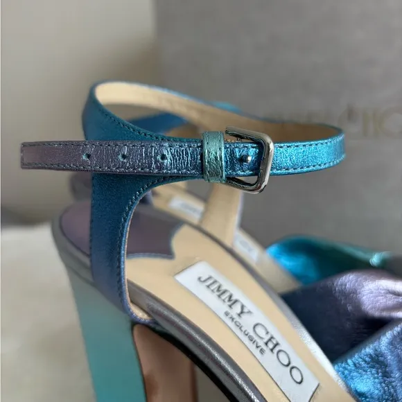 Jimmy Choo Heloise Ombre Ankle-Strap Glam Platform Sandals 7.5 Limited Edition