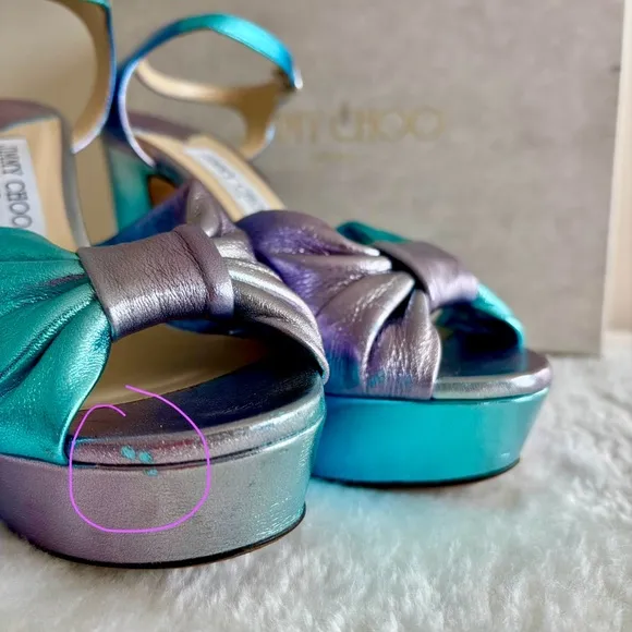 Jimmy Choo Heloise Ombre Ankle-Strap Glam Platform Sandals 7.5 Limited Edition