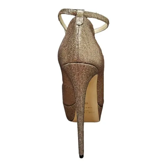 Jimmy Choo Klerise Gold Metallic 150mm Platform Ankle-Wrap Pumps Sz 40 /10B EUC