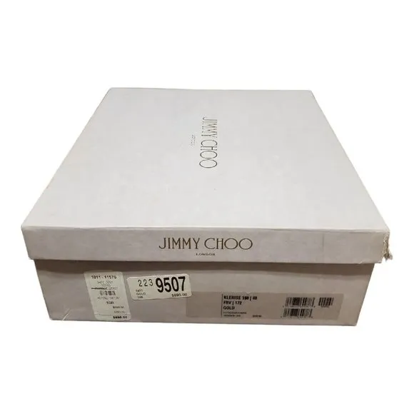 Jimmy Choo Klerise Gold Metallic 150mm Platform Ankle-Wrap Pumps Sz 40 /10B EUC